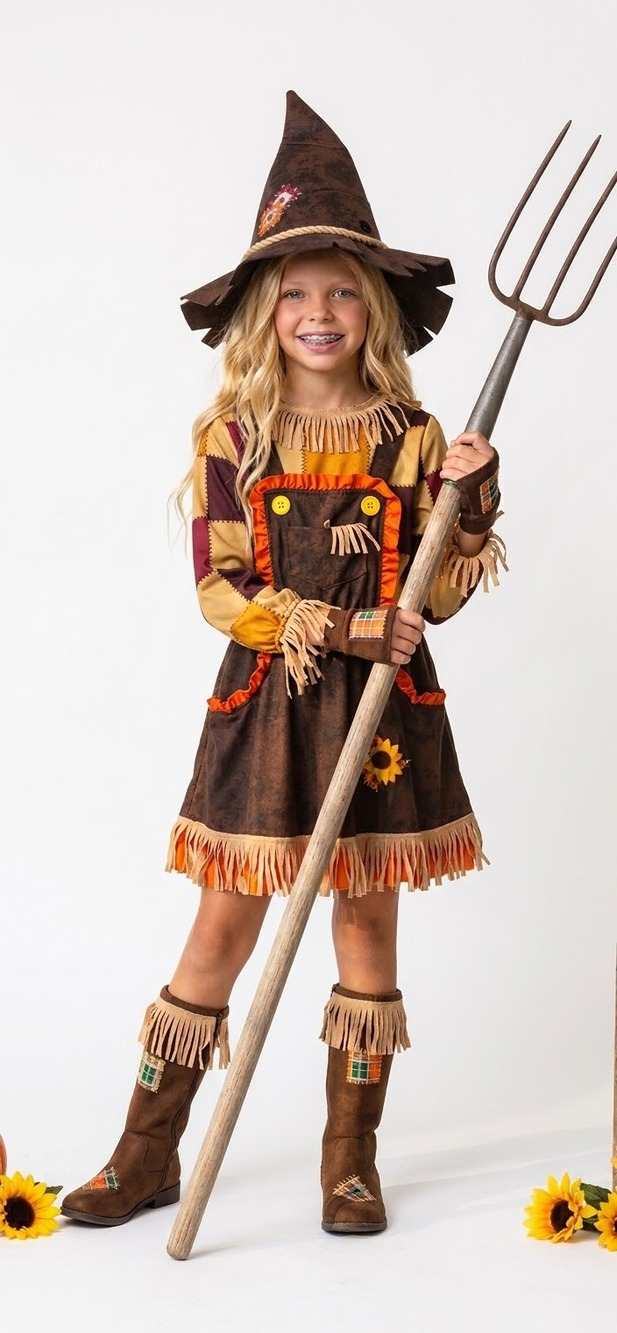 Scarecrow Costume, kids size Small, California Costumes